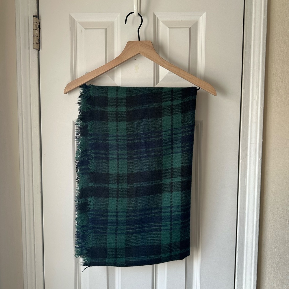 Plaid Navy & Green Infinity Blanket Scarf